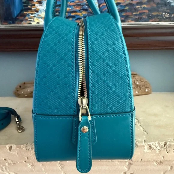 Gucci Teal Calf Leather Diamanté Satchel - Picture 4 of 10
